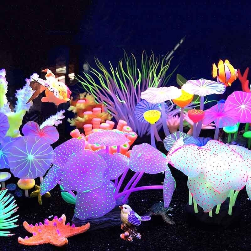 Aquarium Plant Live - ซิลิโคนเรืองแสงตกแต่งตู้ปลา ปลาประดับ ปะการังเรืองแสง ดอกทานตะวัน ดอกไม้ทะเล ตกแต่งใต้น้ำสำหรับตู้ปลา