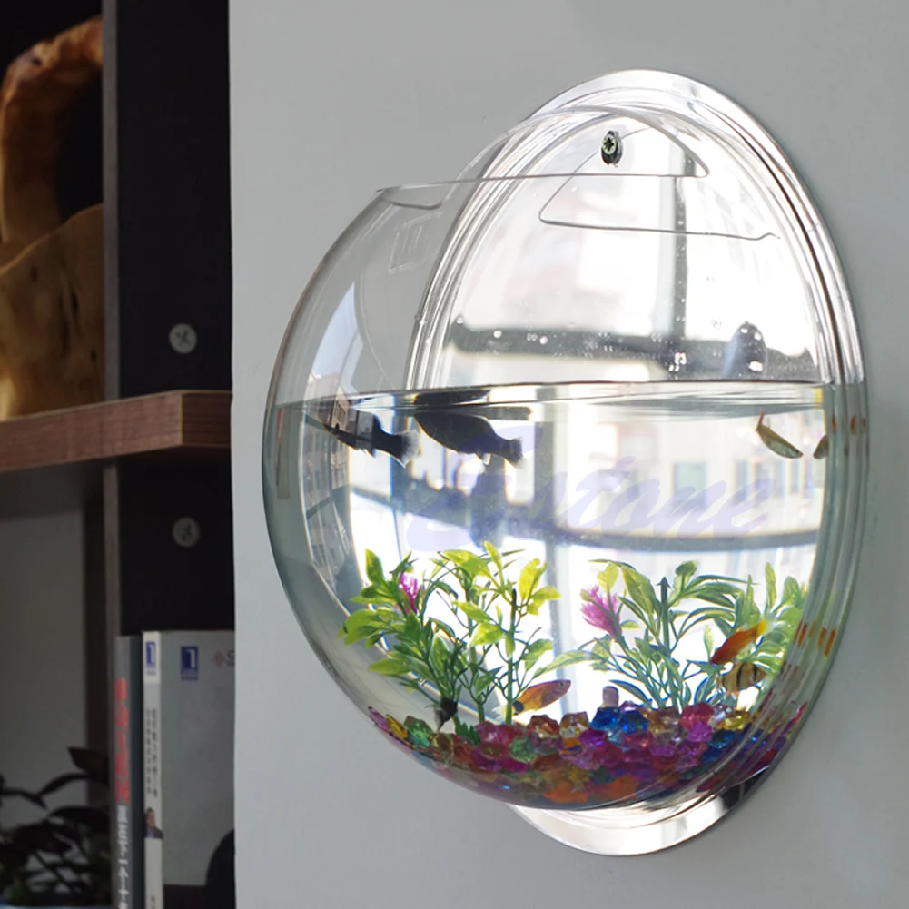 Aquarium Planted Wall - ติดผนังอะคริลิคชามปลาโปร่งใสแขวนถังปลาติดผนัง Aquarium Plant Pot Planter