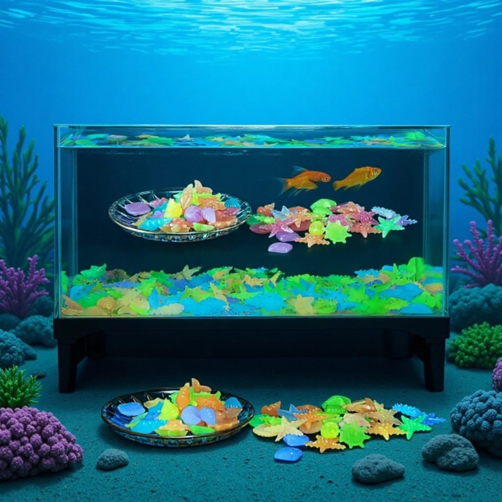Aquarium Plant Design - หินเรืองแสงในทะเล เปลือกหอยเรืองแสง ปลาดาวหลากสีสัน สำหรับตกแต่งตู้ปลา ตกแต่งภูมิทัศน์ ให้แสงสว่างในตู้ปลา