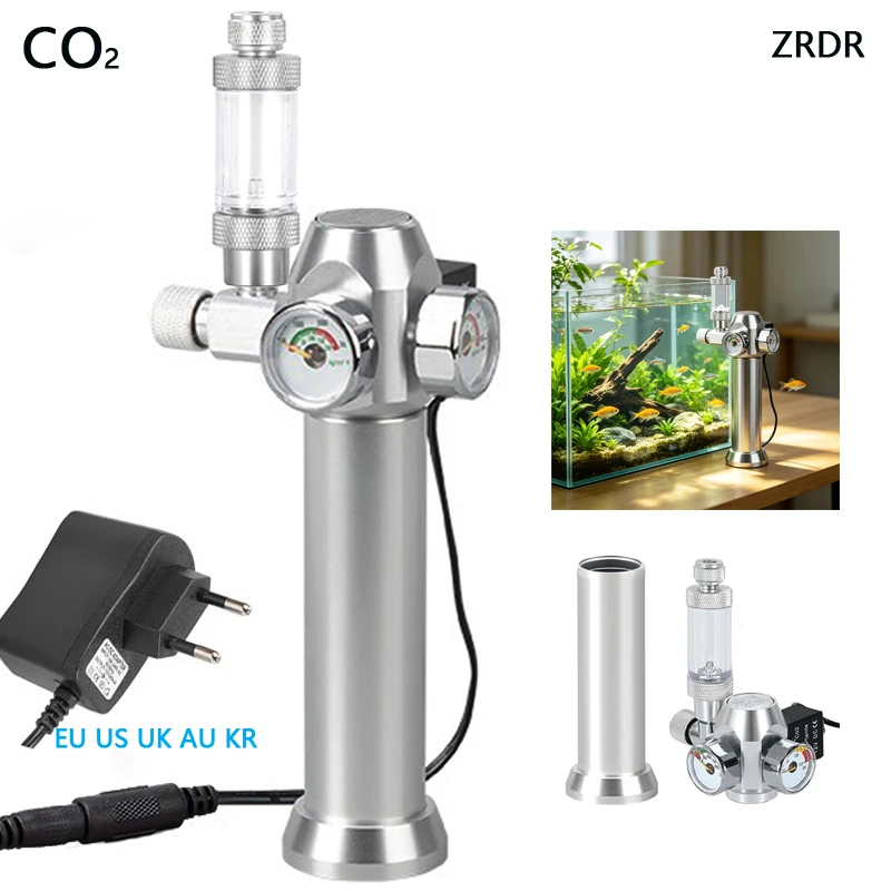 Planted Aquarium Co2 - วาล์วควบคุม CO2 สำหรับตู้ปลา พร้อมตัวนับฟองอากาศ ขวดแก๊สขนาดเล็ก 3-8UNF