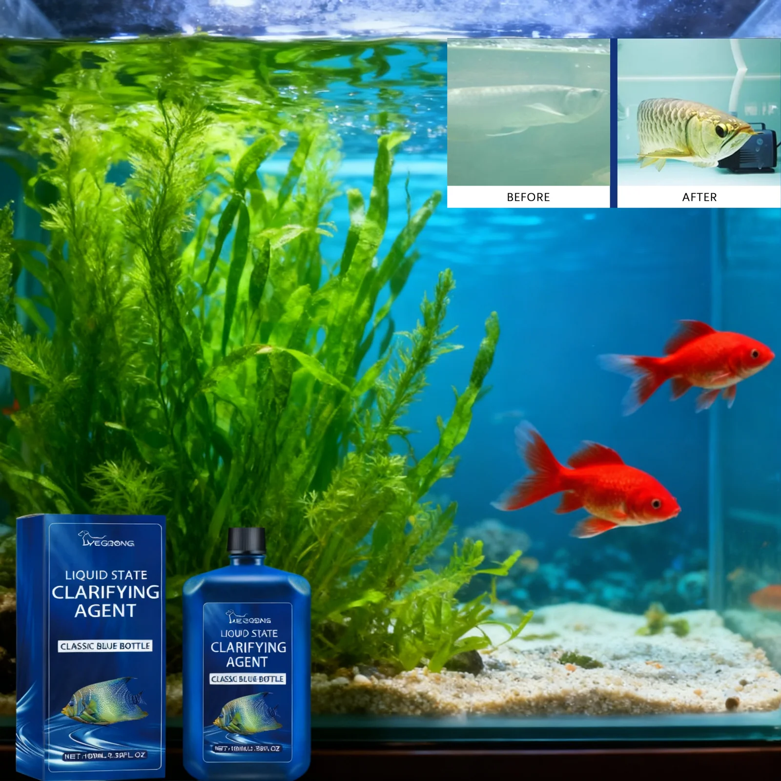 Aquarium Plant Liquid Fertilizer - น้ำยาปรับสภาพน้ำในตู้ปลา น้ำยาทำความสะอาดตู้ปลา น้ำยาขจัดตะไคร่น้ำ การบำบัดน้ำสำหรับบ่อใส การบำรุงรักษาตู้ปลาในน้ำจืดและน้ำเค็ม