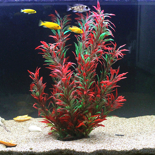 Aquarium Planted Fish - 50 ซม.ถังปลาประดิษฐ์พืชหายากAquariumปลอมไม้ไผ่น้ําหญ้าพลาสติกสีม่วงสีเขียวหญ้าน้ําภูมิทัศน์Decor