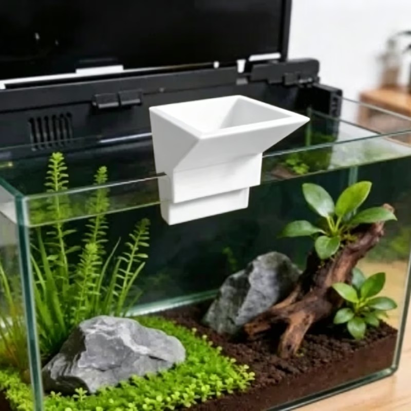 Aquarium Planted Setup - ช่องน้ำเข้าตู้ปลาแบบไม่ต้องเจาะ ออกแบบป้องกันแรงกระแทกของน้ำ สำหรับตู้ปลาน้ำจืดขนาดเล็ก สำหรับจัดตู้ปลาแบบปลูกพรรณไม้น้ำ