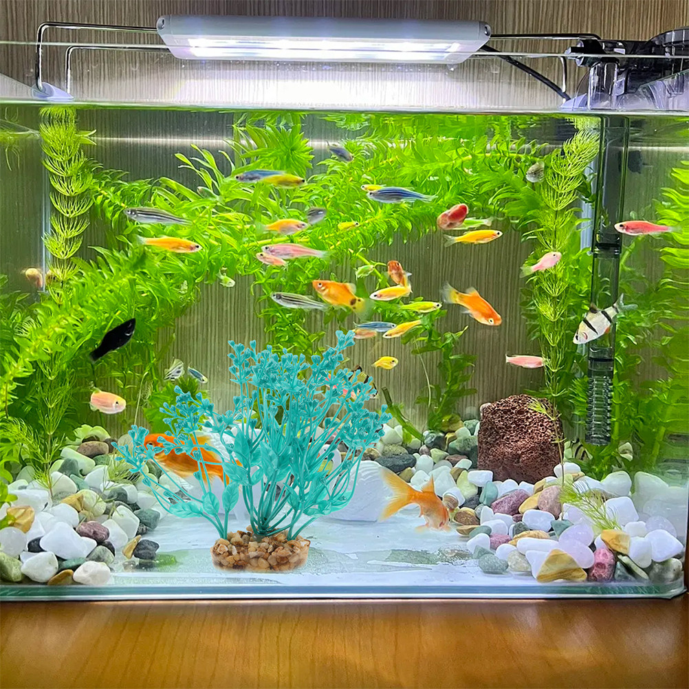 Aquarium Planted Setup - ต้นไม้น้ำพลาสติกจำลอง 2 ชิ้น สำหรับตกแต่งตู้ปลา น้ำจืด น้ำเค็ม