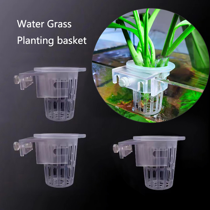 Aquarium Planted Wall - ตะกร้าปลูกตู้ปลาแบบไฮโดรโปนิกส์ถังปลาแบบแขวนได้ถ้วยน้ำหญ้าที่ตั้งต้นไม้แขวนผนังตู้ปลาแบบใหม่